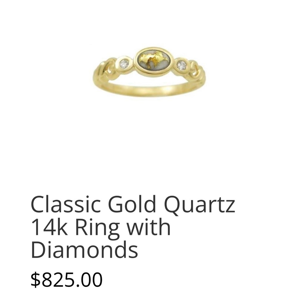 Classic Gold Quartz 14k Ring with Diamonds